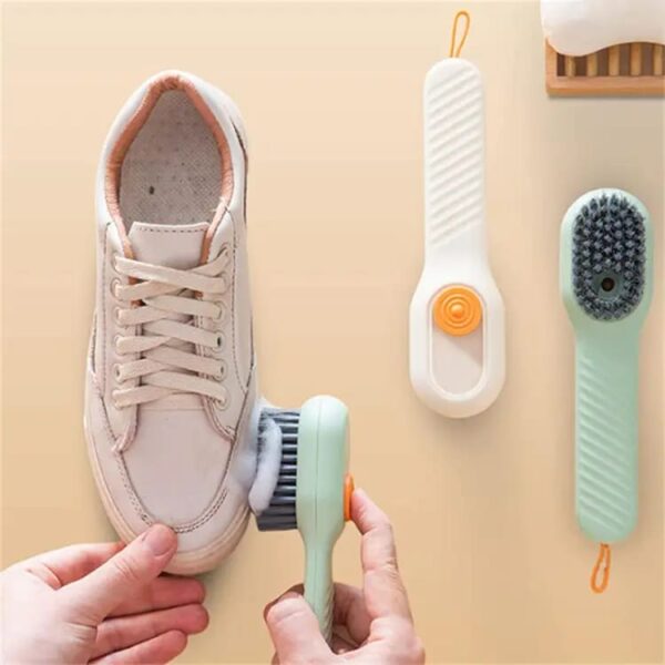 Multi-purpose shoe brush soft bristle automatic liquid long handle cleaning brush clothes board brush household cleaning tools (Random Color)